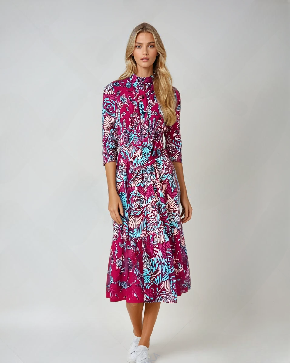 Red African Print Shirt Dress – Jessica Handmade Ruffle Hem