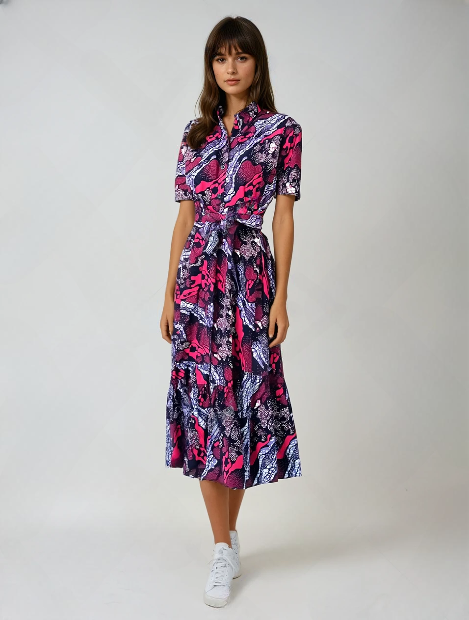 Pink African Print Shirt Dress – Jessica Handmade Ruffle Hem