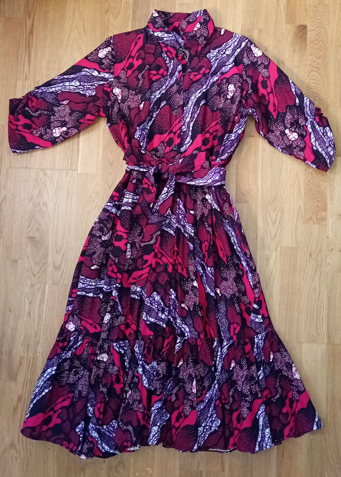 Pink African Print Shirt Dress – Jessica Handmade Ruffle Hem