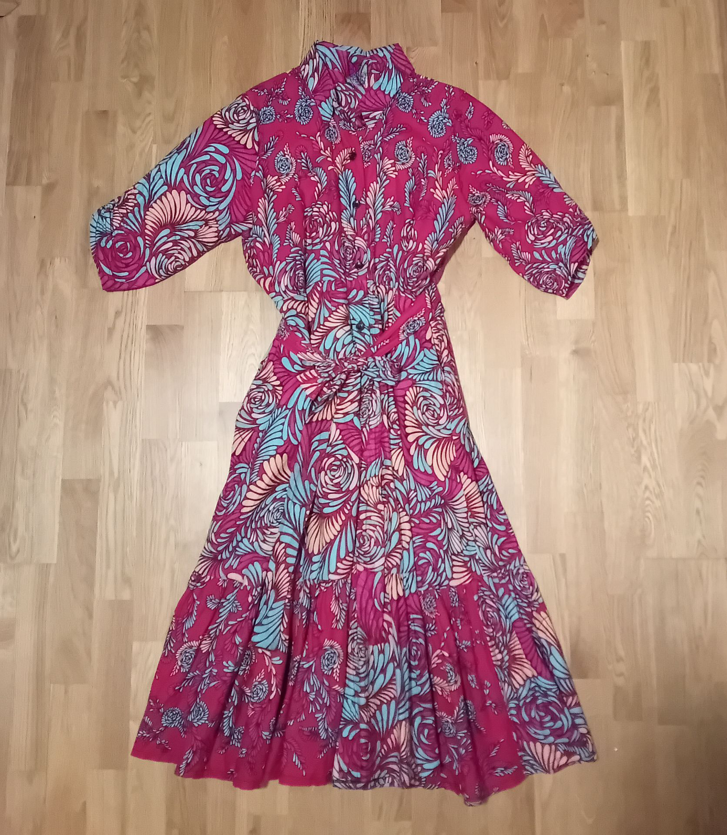 Red African Print Shirt Dress – Jessica Handmade Ruffle Hem