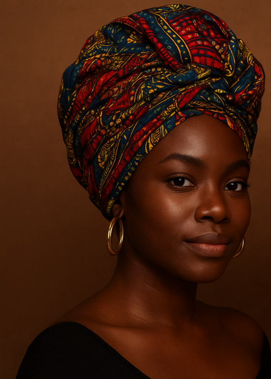 Large Square African Fabric Print Headwrap Headtie – 100 × 100 cm