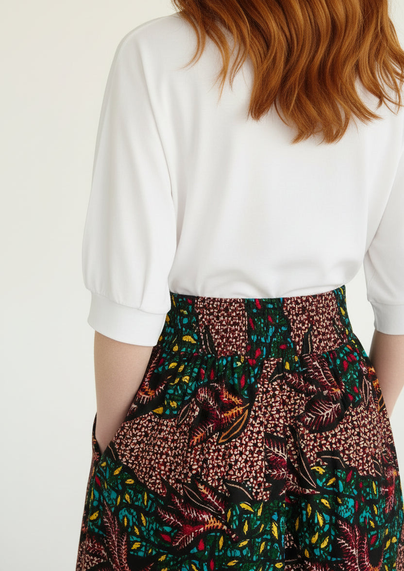 Akoma ''The Heart'' African Fabric Print Midi Skirt – Limited Edition