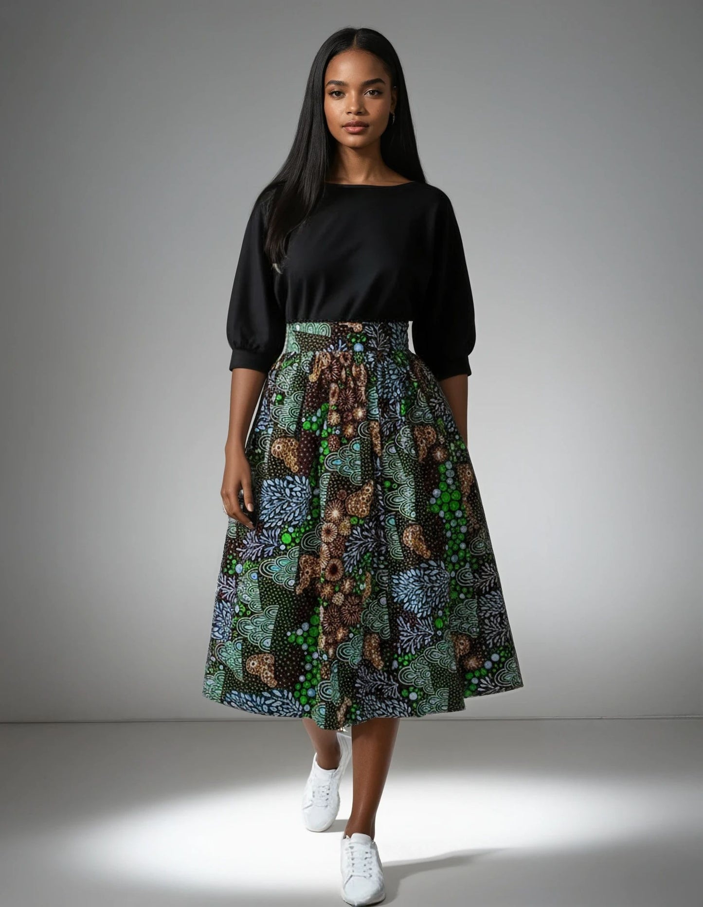 Nhyira ''Blessing'' African Fabric Print Midi Skirt – Limited Edition