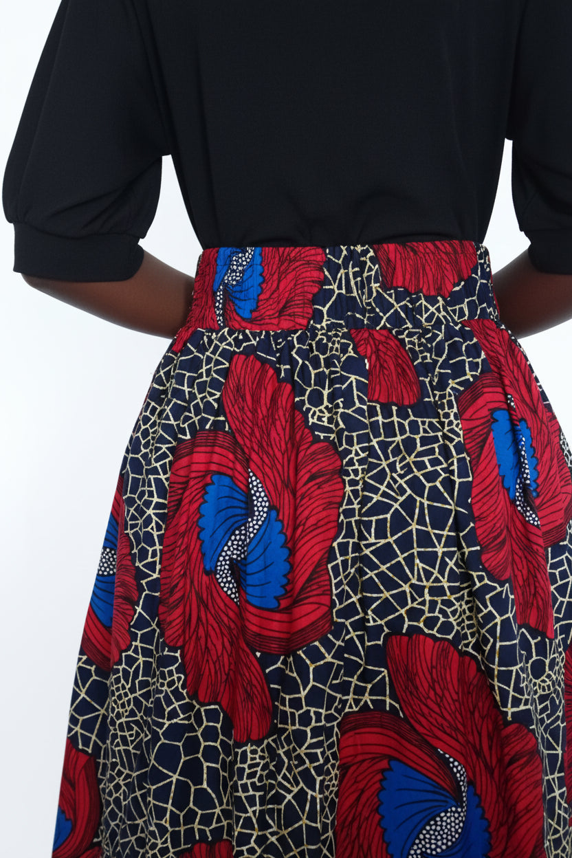 Owusu ''Strong-Willed'' African Fabric Print Midi Skirt – Limited Edition