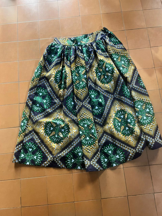 Adesewa ''Crowned With Beauty'' African Fabric Print Midi Skirt – Limited Edition