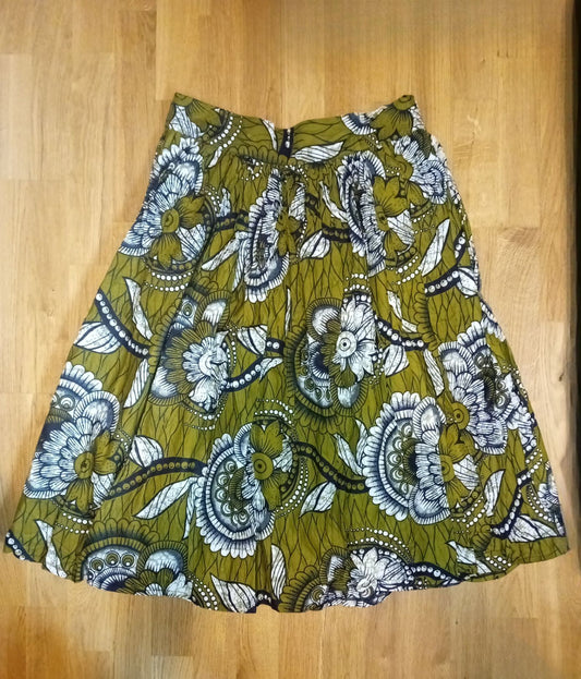 Nha Flor ''My Flower'' African Fabric Print Midi Skirt – Limited Edition